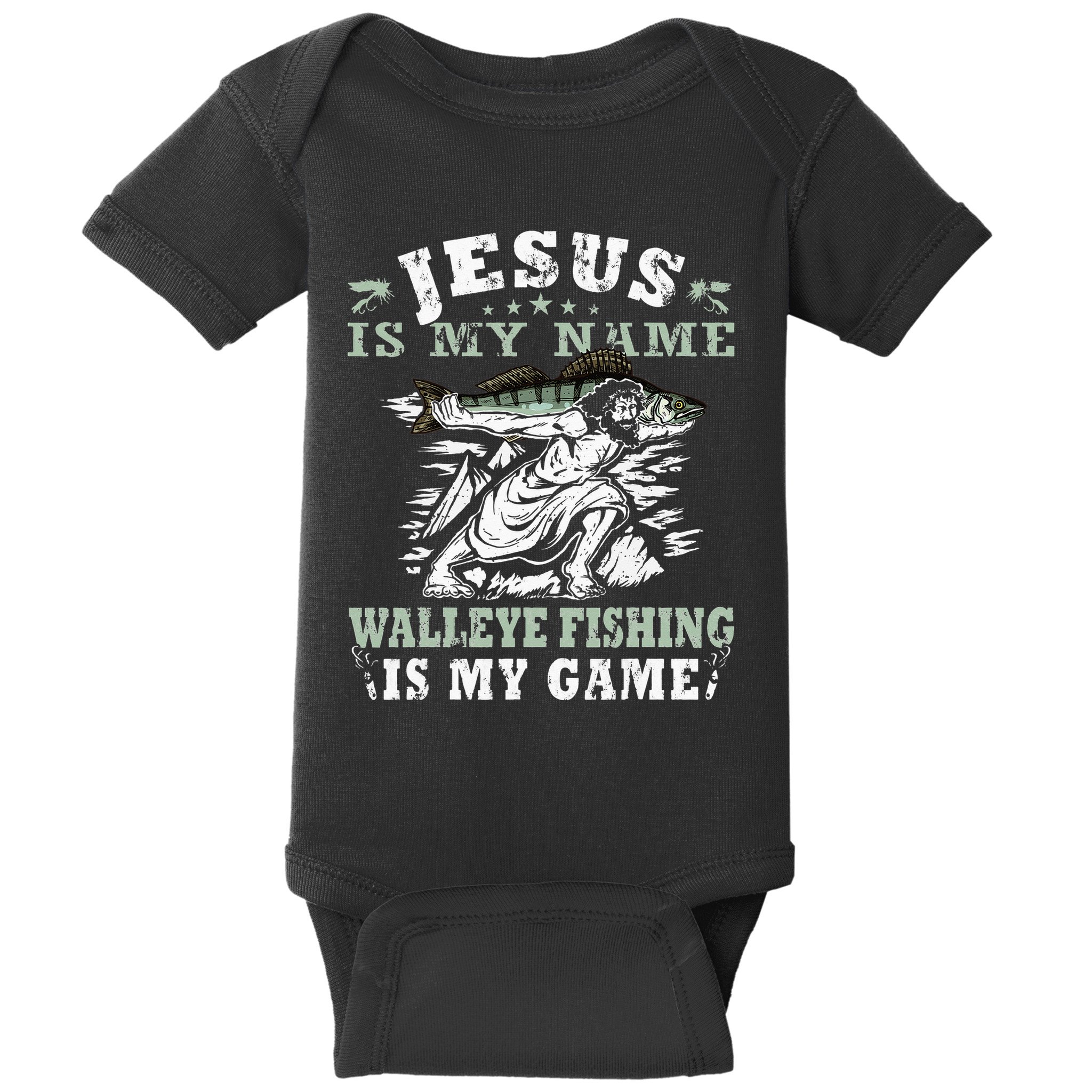 Catching big Walleye Fish over 25 inches Walleye Hunter Baby Bodysuit