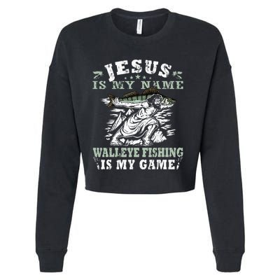 Catching big Walleye Fish over 25 inches Walleye Hunter Cropped Pullover Crew