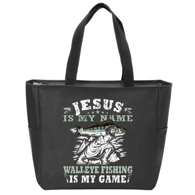 Catching big Walleye Fish over 25 inches Walleye Hunter Zip Tote Bag