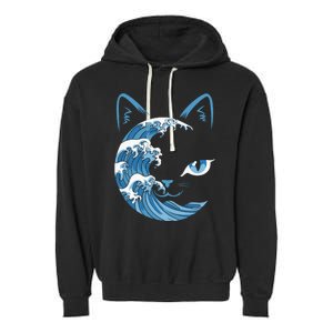 Cat Bule Wave Blue Cats Wave Blue Wave Of Cat Ladies Garment-Dyed Fleece Hoodie