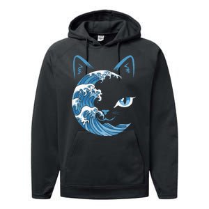 Cat Bule Wave Blue Cats Wave Blue Wave Of Cat Ladies Performance Fleece Hoodie