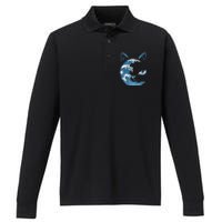 Cat Bule Wave Blue Cats Wave Blue Wave Of Cat Ladies Performance Long Sleeve Polo