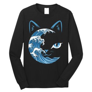 Cat Bule Wave Blue Cats Wave Blue Wave Of Cat Ladies Long Sleeve Shirt