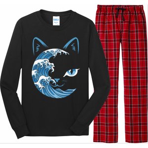 Cat Bule Wave Blue Cats Wave Blue Wave Of Cat Ladies Long Sleeve Pajama Set