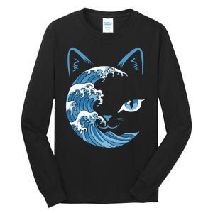 Cat Bule Wave Blue Cats Wave Blue Wave Of Cat Ladies Tall Long Sleeve T-Shirt