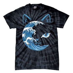 Cat Bule Wave Blue Cats Wave Blue Wave Of Cat Ladies Tie-Dye T-Shirt