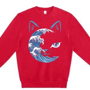 Cat Bule Wave Blue Cats Wave Blue Wave Of Cat Ladies Premium Crewneck Sweatshirt