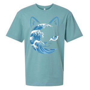 Cat Bule Wave Blue Cats Wave Blue Wave Of Cat Ladies Sueded Cloud Jersey T-Shirt