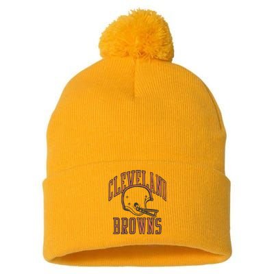 C.L.E.V.E.L.A.N.D B.R.O.W.N.S White Helmet Pom Pom 12in Knit Beanie