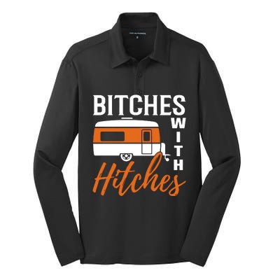 Camping Bitches With Hitches Silk Touch Performance Long Sleeve Polo