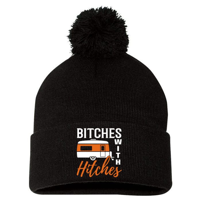 Camping Bitches With Hitches Pom Pom 12in Knit Beanie