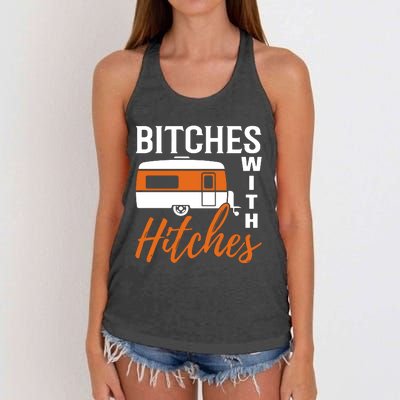 Camping Bitches With Hitches Women's Knotted Racerback Tank