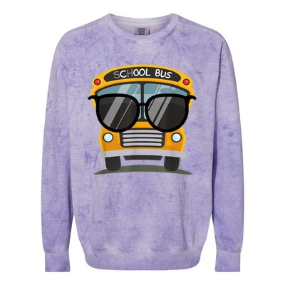 Cool Bus With Sunglasses School Bus Party Colorblast Crewneck Sweatshirt