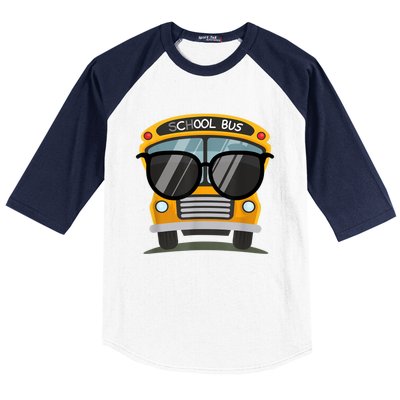 Cool Bus With Sunglasses School Bus Party Baseball Sleeve Shirt