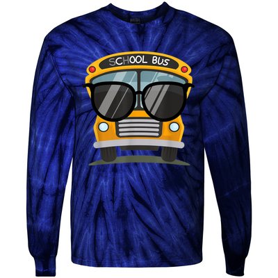 Cool Bus With Sunglasses School Bus Party Tie-Dye Long Sleeve Shirt