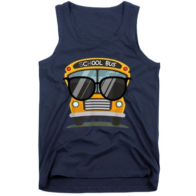 Cool Bus With Sunglasses School Bus Party Tank Top