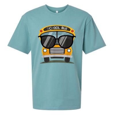 Cool Bus With Sunglasses School Bus Party Sueded Cloud Jersey T-Shirt