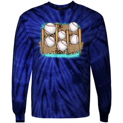 Cool Baseball With Bat On Leopard Print Tie-Dye Long Sleeve Shirt