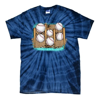 Cool Baseball With Bat On Leopard Print Tie-Dye T-Shirt