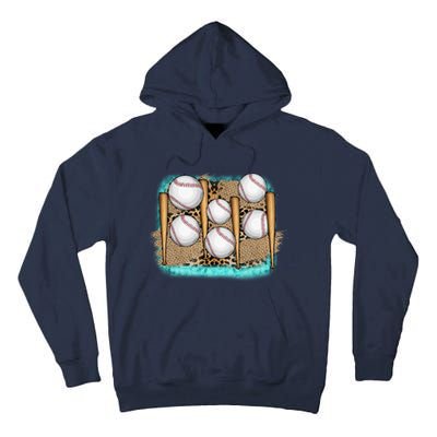 Cool Baseball With Bat On Leopard Print Tall Hoodie