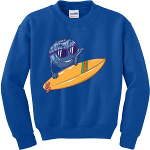 Cool Blueberry With Surfboard Funny Gift Kids Sweatshirt