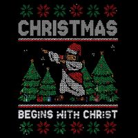 Christmas Begins With Christ Funny Ugly Christmas Jesus Sustainable Bucket Hat