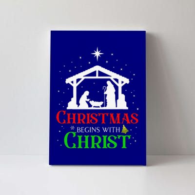 Christmas Begins With Christ Jesus Cross Christian Xmas Canvas