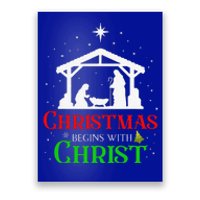 Christmas Begins With Christ Jesus Cross Christian Xmas Poster