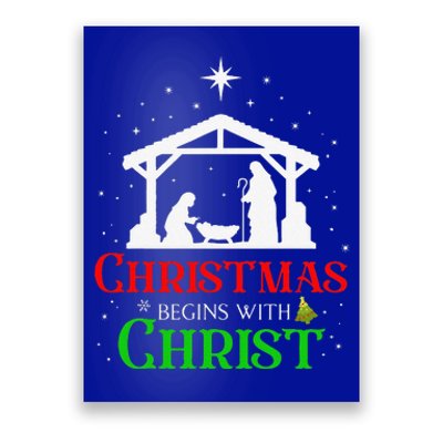 Christmas Begins With Christ Jesus Cross Christian Xmas Poster