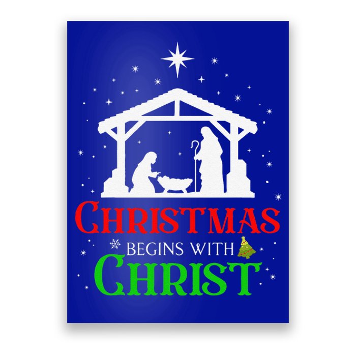 Christmas Begins With Christ Jesus Cross Christian Xmas Poster