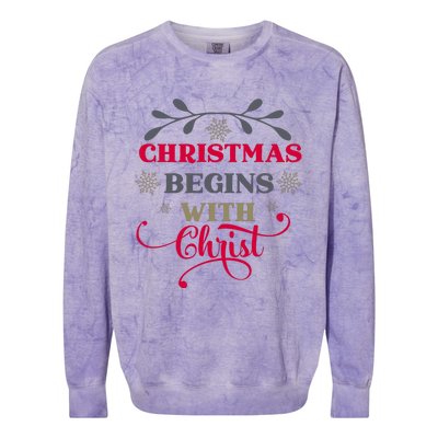 Christmas Begins With Christ Christian Colorblast Crewneck Sweatshirt