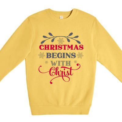 Christmas Begins With Christ Christian Premium Crewneck Sweatshirt