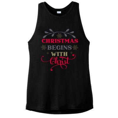 Christmas Begins With Christ Christian Ladies PosiCharge Tri-Blend Wicking Tank