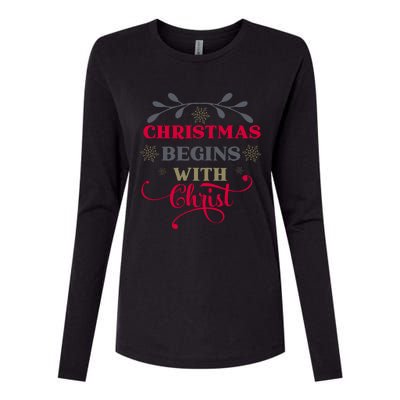 Christmas Begins With Christ Christian Womens Cotton Relaxed Long Sleeve T-Shirt