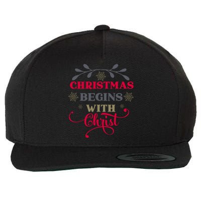 Christmas Begins With Christ Christian Wool Snapback Cap