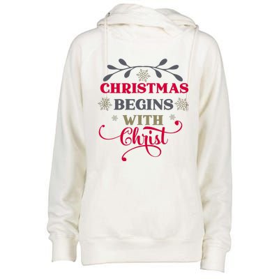 Christmas Begins With Christ Christian Womens Funnel Neck Pullover Hood