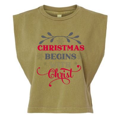 Christmas Begins With Christ Christian Garment-Dyed Women's Muscle Tee