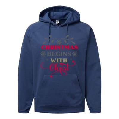 Christmas Begins With Christ Christian Performance Fleece Hoodie