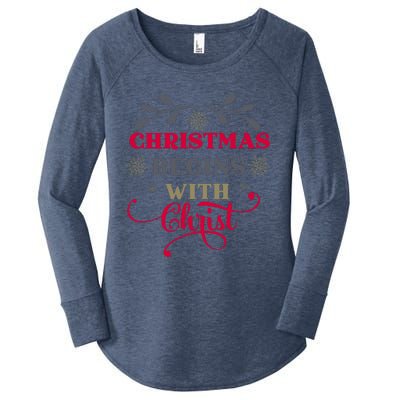 Christmas Begins With Christ Christian Women's Perfect Tri Tunic Long Sleeve Shirt