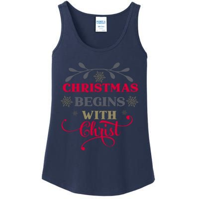 Christmas Begins With Christ Christian Ladies Essential Tank