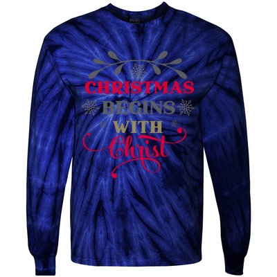 Christmas Begins With Christ Christian Tie-Dye Long Sleeve Shirt