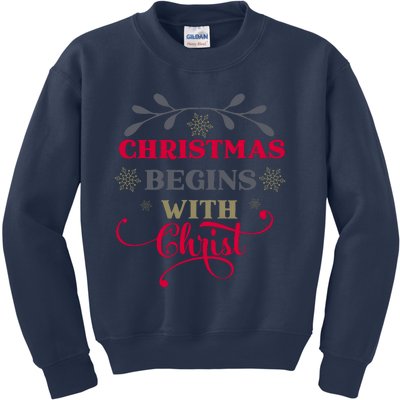 Christmas Begins With Christ Christian Kids Sweatshirt