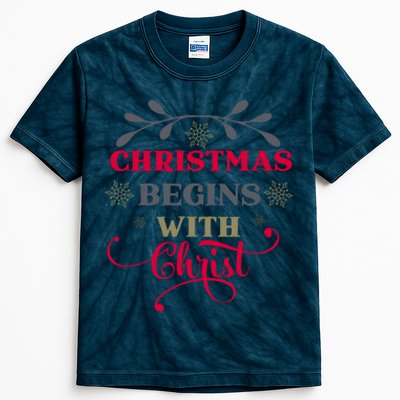 Christmas Begins With Christ Christian Kids Tie-Dye T-Shirt