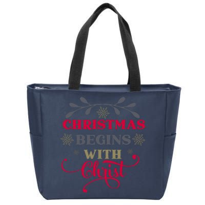 Christmas Begins With Christ Christian Zip Tote Bag