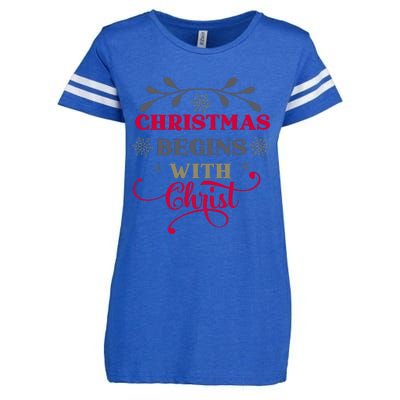 Christmas Begins With Christ Christian Enza Ladies Jersey Football T-Shirt