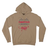 Christmas Begins With Christ Christian Hoodie