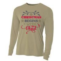 Christmas Begins With Christ Christian Cooling Performance Long Sleeve Crew