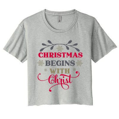 Christmas Begins With Christ Christian Women's Crop Top Tee