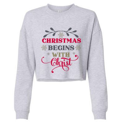 Christmas Begins With Christ Christian Cropped Pullover Crew