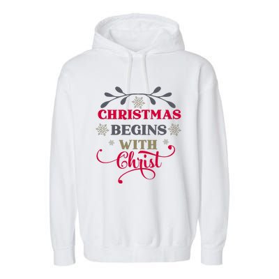 Christmas Begins With Christ Christian Garment-Dyed Fleece Hoodie